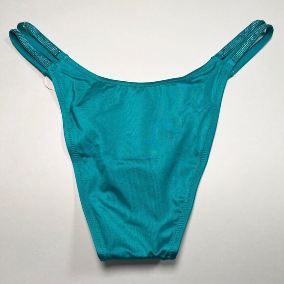 Victoria Secret 34DD M Bombshell Push Up Bikini Set Shine Strap Capri Sea Blue - Picture 10 of 11